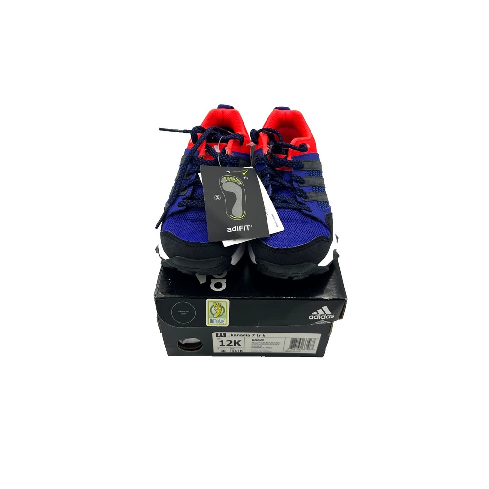 Adidas Kids Kanadia 7 TR K Running Sneakers Size 12 K B26529 ‎ Black Blue Orange